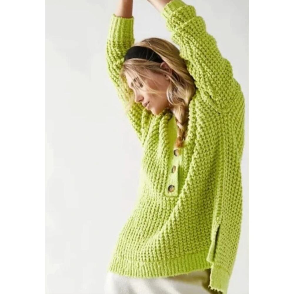 NEW NWT Free People Whistle Thermal Oversized Sweater Green Size S